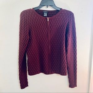 Ann Taylor Maroon Zipper Quilted Jacket